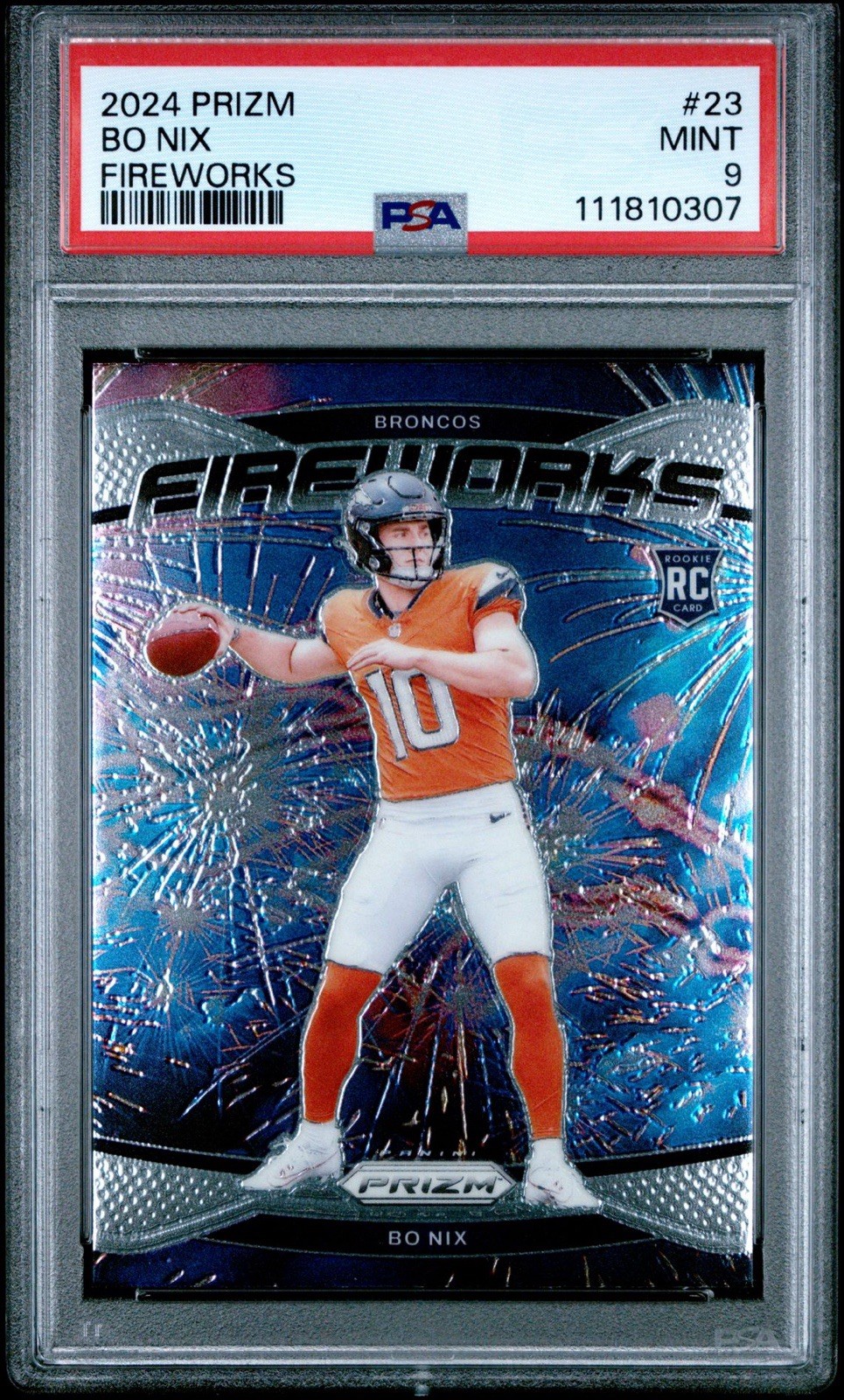 2024 PANINI PRIZM FIREWORKS #23 BO NIX ROOKIE RC PSA 9