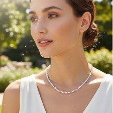 6.45Ct 100% Natural Diamond Tennis Necklace White Gold 17.5" Women’s Gift