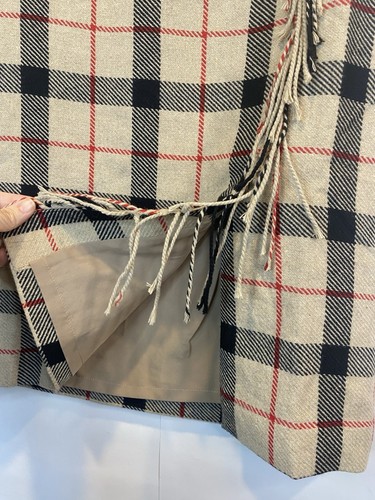 Talbots Women's 4P Petite Fringe Wrap Style A Line Skirt Outdoor Plaid Tan Red - Picture 4 of 7