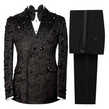 New Luxury Diamonds Crystals Suits for Men Wedding Banquet Evening Party Jacket 