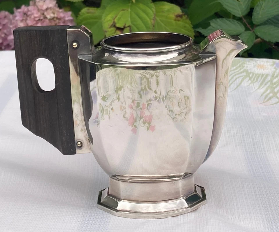 Service Thé Café Art Déco 1930 Métal Argenté Poinçon d'orfèvre - Photo 4/4