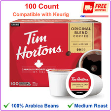 Tim Hortons Original Blend, Medium Roast Coffee, Single-Serve K-Cup Pods, 100 Ct
