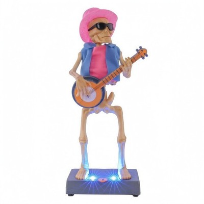 Skelett-Musikerfigur Musikalisch Skelettstatue Mehrfarbig Beleuchtet