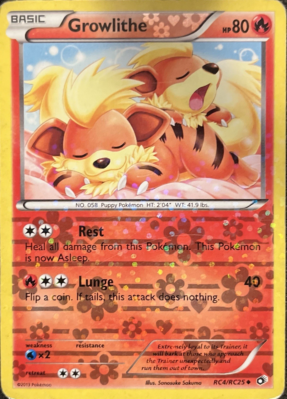 Growlithe RC4/RC25 Legendary Treasures: Radiant Collection Holo