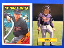 Tom Kelly 1988 Topps Team Checklist & 1988 Leaf Pop-up Figure - Twins