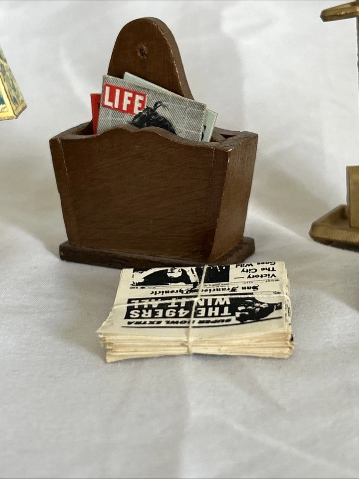 14 pc Lot - Vintage Dollhouse Living Room Library Study Accessories - 1:12 - Image 4 of 4