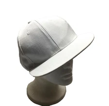 Plain White Flat Wing Fitted Hat Cap Size 7.5