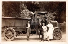 CA Lakeside California Chain Drive Dump Truck 1910s Flag RPPC Postcard COPY
