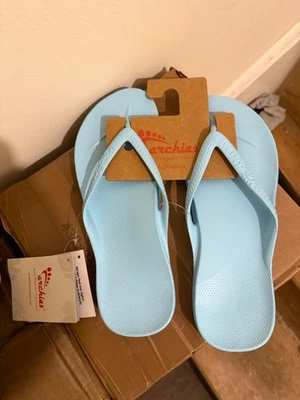 Archies Arch Support Flip Flops – Sky Blue (New with Tags, Size US 7/8 EU 39.5–4