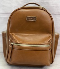 Itzy Ritzy Diaper Bag Cognac Backpack Vegan Leather Gold Hardware Tik Tok Bag