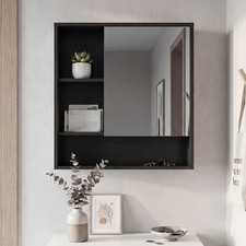 Recessed or Surface Mount Medicine Cabinet w/Single Door & 3 Open Shelves