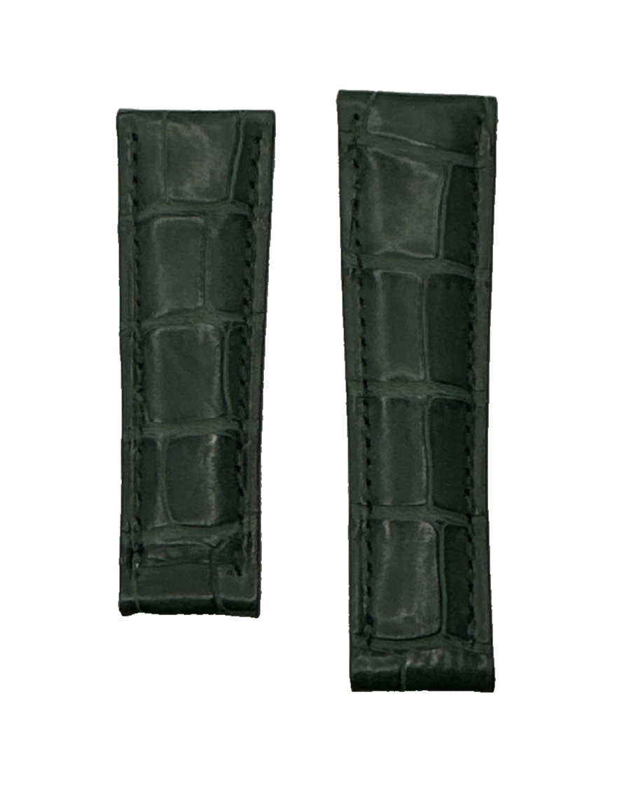 Matte Green Alligator Pieces 20/16mm for Daytona and Datejust Handmade in Italy