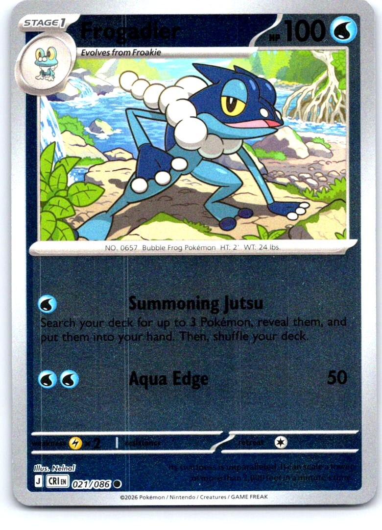 Frogadier 021/086 Common Chaos Rising Pokemon Reverse Holo Near Mint
