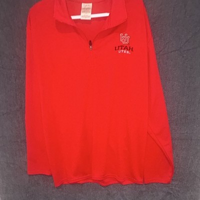 Hanes Utah Utes NCAA Red XL 1/4 Zip Pullover Long Sleeve Fan Apparel
