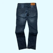 Police 883 Jeans Slim Fit Straight Leg Men's Blue Embroidered Denim 34x30