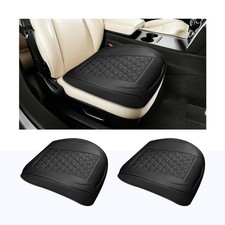 2 Pack 20.47 x 20.87 Inch PU Leather Front Seat Covers, Black triangular ai...