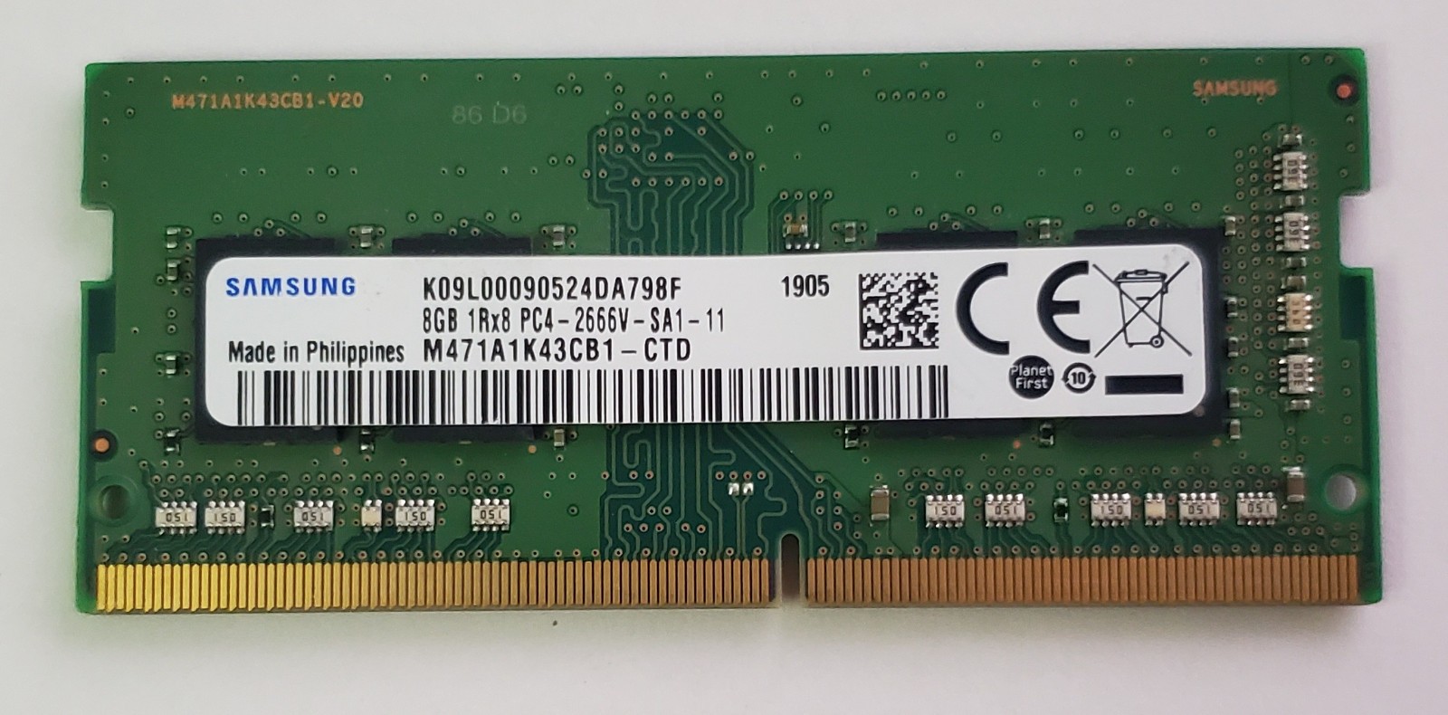 Samsung 8GB DDR4 SODIMM 2666MHz M471A1K43CB1-CTD TESTED