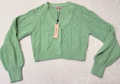 NWT BCBGeneration Cable-Knit Cardigan Sweater SMALL MINT GREEN MACYS