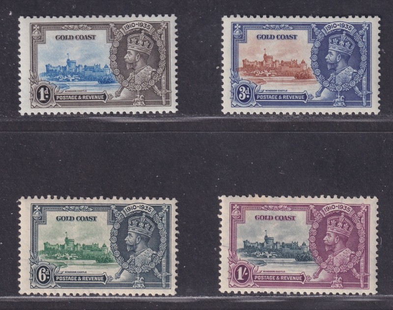 Gold Coast Scott 108-111 MLH 1935 King George V Silver Jubilee Issue SCV $25.75