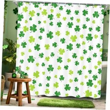 St Patricks Day Shower Curtain, Green Abstract 71"W x 71"L Pack of 1 White