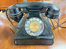 1930's Art Deco GPO Black Bakelite Pyramid Rotary Dial Telephone Model 164 W/O