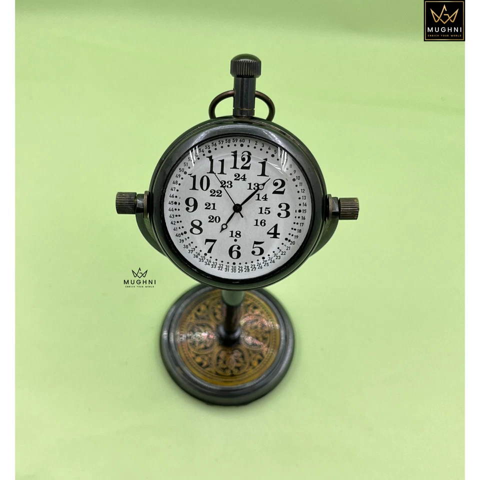 Brass Table Clock Antique Finish Engraved Personalized Gift Desk Office Decor - Image 3 of 4