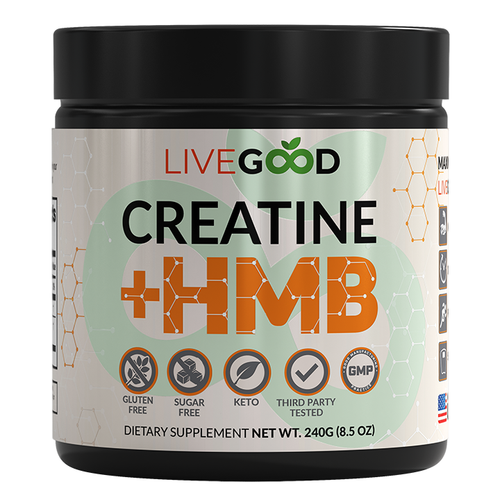 LiveGood Creatine + HMB Powder 5000mg Creatine Monohydrate 3000mg HMB 30 Serving