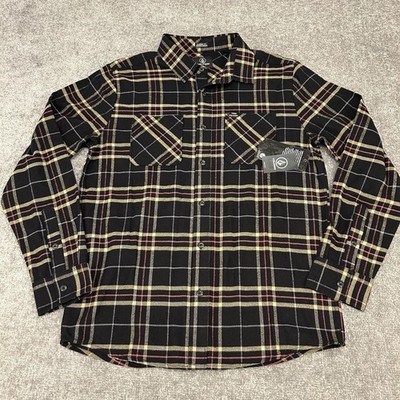 Volcom Shirt Mens Medium Black Plaid Flannel Netastone Button Up NEW $70