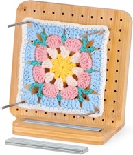 Lifewit 5.9" Crochet Blocking Board with 10 Pegs, Bamboo Granny 5.9", natural