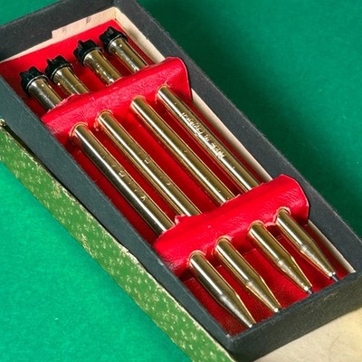 Vintage 4er Set Messing Gaming Bleistifte - 90mm - ''Made in England'' - Original Box