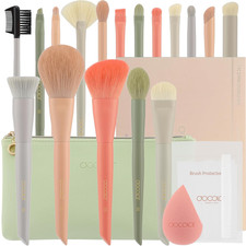 19-Piece Morandi Makeup Brush Set with Bag, Sponge, and Brush Protector