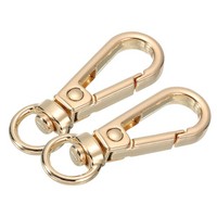 10X KarabinerverschlüSse, Push-Gate-Karabinerhaken-Taschenclips (3/8 Zoll, Gold)