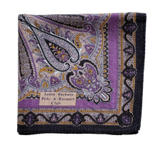 Mens Handkerchief Vintage Purple Cotton Damask Paisley Pattern Pocket Square 18"