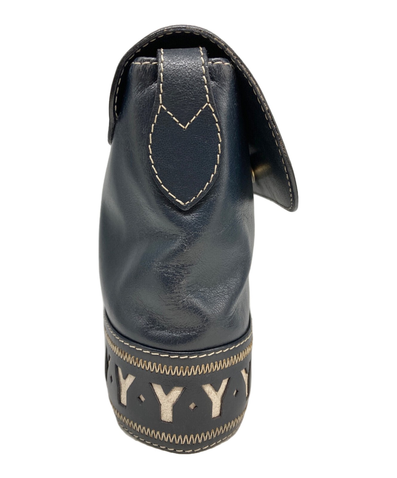 Yves Saint Laurent borsa a tracolla vintage blu navy taglio a Y dal Giappone