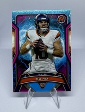 2024 Topps Resurgence Bo Nix #125 refractor Shock Lazer azul cielo y rosa (RC)