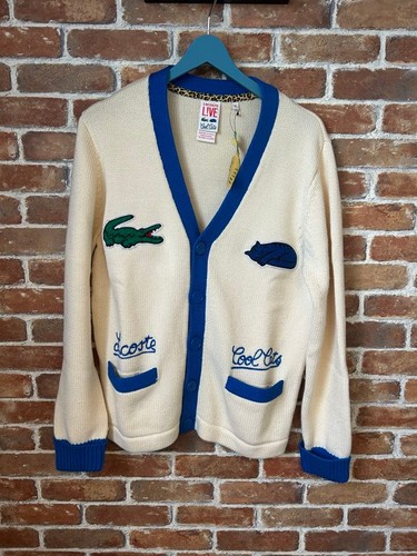 Lacoste Live Cool Cats Cardigan Length 65cm Knit Sweater Size 4 Limited Collab