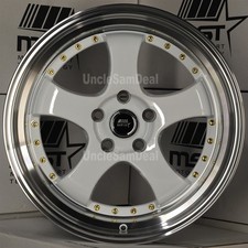 18x8.5 5x114.3 20 Mst Mt07 Gloss White 5 Spokes Machine Lip Wgold Rivet Wheels 18x8.5 5x114.3 20 Mst Mt07 Gloss White 5 Spokes Machine Lip Wgold Rivet Wheels