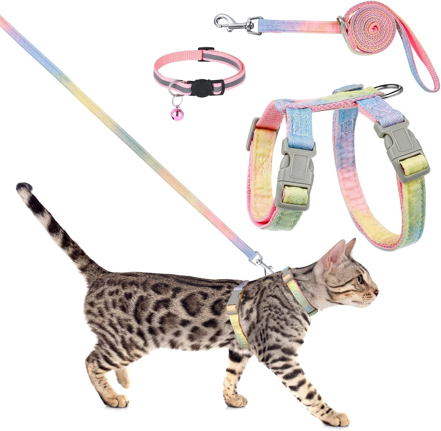 Cat Harness and Lead Set, Escape Proof Cat Harnesses and Leash Soft Adjustable