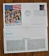 UNITED WE STAND PATRIOTIC COIL of 10,000 2001  FLEETWOOD CACHET FDC VF UNADDR