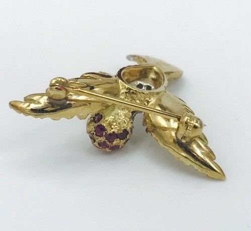Oro Amarillo 18kt *Pin/Broche Colibrí con Diamantes y Rubíes - Imagen 7 de 18