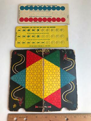 Vtg 1942 Unique Items Co NY Chinese Checkers Chess Board Travel Game Unpunched