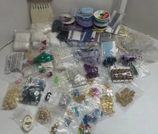 HUGE LOT OF MANY DIFFERENT TYPES OF BEADS, LACE, RIBBON, SEQUINS & THE LIKE!!
