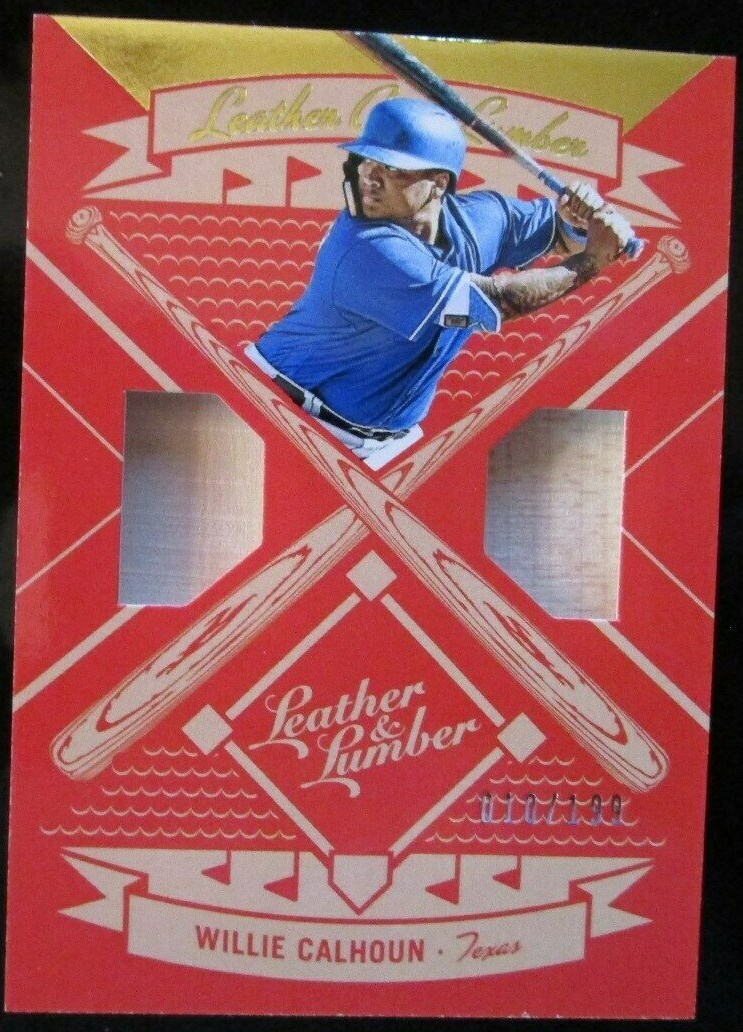Willie Calhoun 2019 Panini Leather & Lumber Dual Bat Relic /199