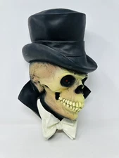 VTG 1996 Paper Magic Halloween Blow Mold Skull Skeleton Top Hat Eyes Flash Works
