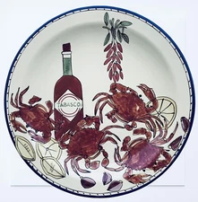 Steve Hasslock TIKA Pottery Tabasco Seafood Round 15.5" Serving Platter
