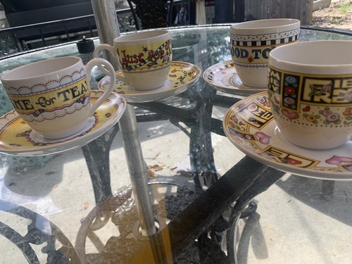 Mary Engelbreit /Andrews McMeel Set of Four Eclectic Sets of Cups and Saucers  - Picture 14 of 14