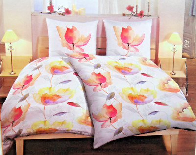4-teilige Bettwäsche mit RV, Microfaser »CORA» 135 x 200cm, Weiß mit Blumen,