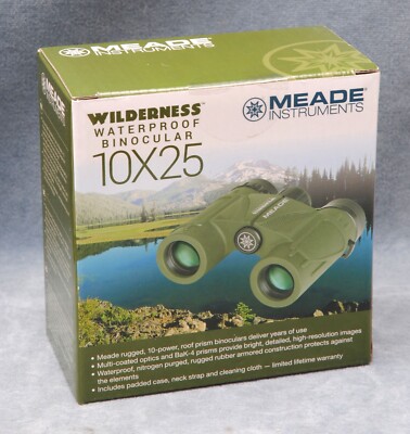 NIB MEADE WILDERNESS 10X25 WATERPROOF BINOCULARS