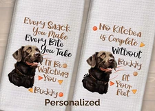 Chocolate Lab Dish Towels Personalized Set of 2 handmade dog towel labrador mom