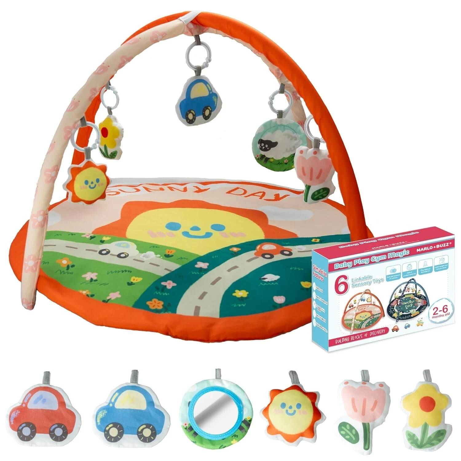 Baby Play Gym & Activity Mat-Sunny Day With 6 Detachable Toys